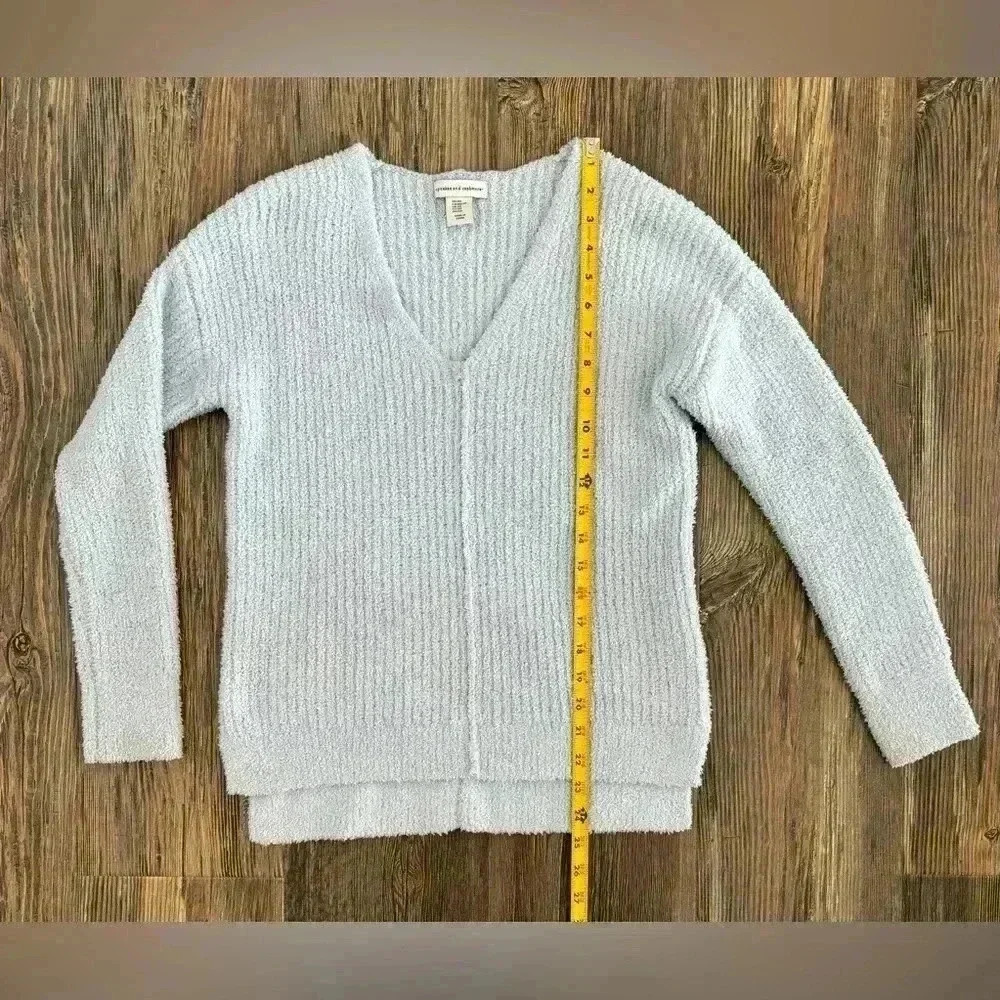 Cupcakes and Cashmere Sweater Womens XS Light Blue Soft Knit V-Neck Pullover - Picture 3 of 7